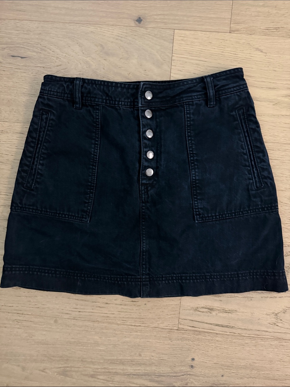 Free people Black Button-Front A-Line Skirt
